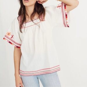 Madewell Embroidered Sandblossom Top White Embroidered trim Women’s XS Feminine
